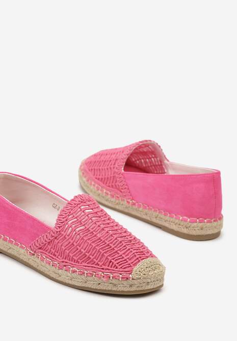 Fuksjowe Płaskie Espadryle z Ekozamszu Ozdobione Jutą Lemiala