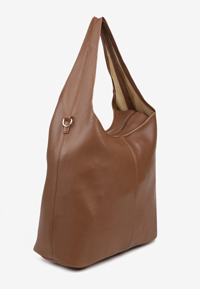 Brązowa Klasyczna Torebka Hobo z Kosmetyczką i Paskiem Crossbody Fesulea