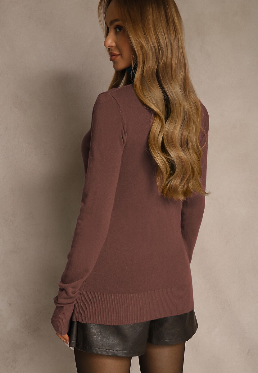 Brązowy Golf Sweterkowy z Domieszką Kaszmiru Zaivanna