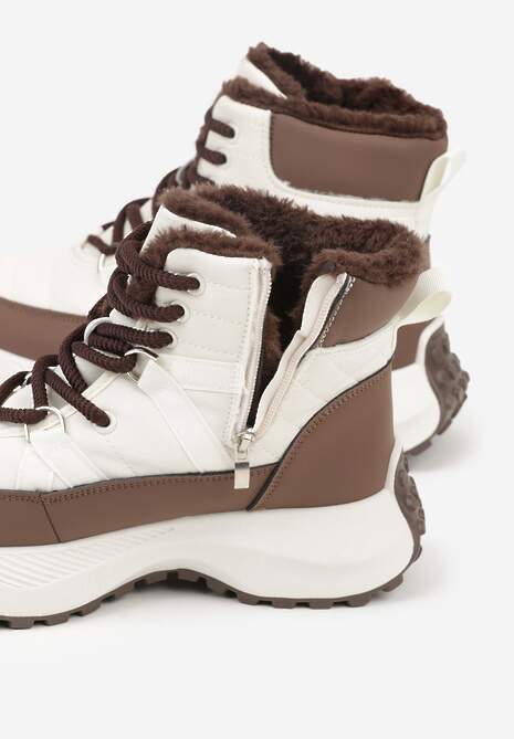 Beżowo-Brązowe Sportowe Śniegowce Chunky na Platformie Ishweda