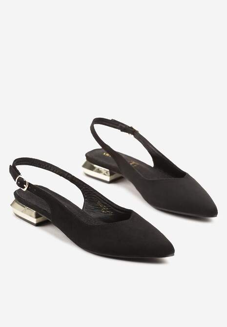 Czarne Sandały Slingback Vices z Wkładką ze Skóry Naturalnej Galeresa