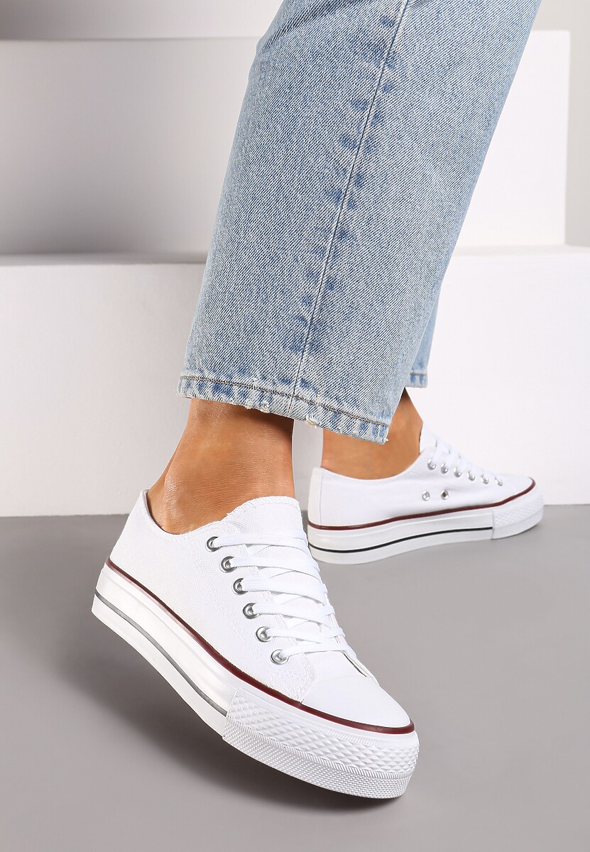 Białe Trampki na Niskiej Platformie przed Kostkę Rosma