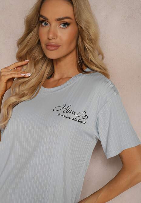 Szary Komplet Piżamowy 2-częściowy Iodia