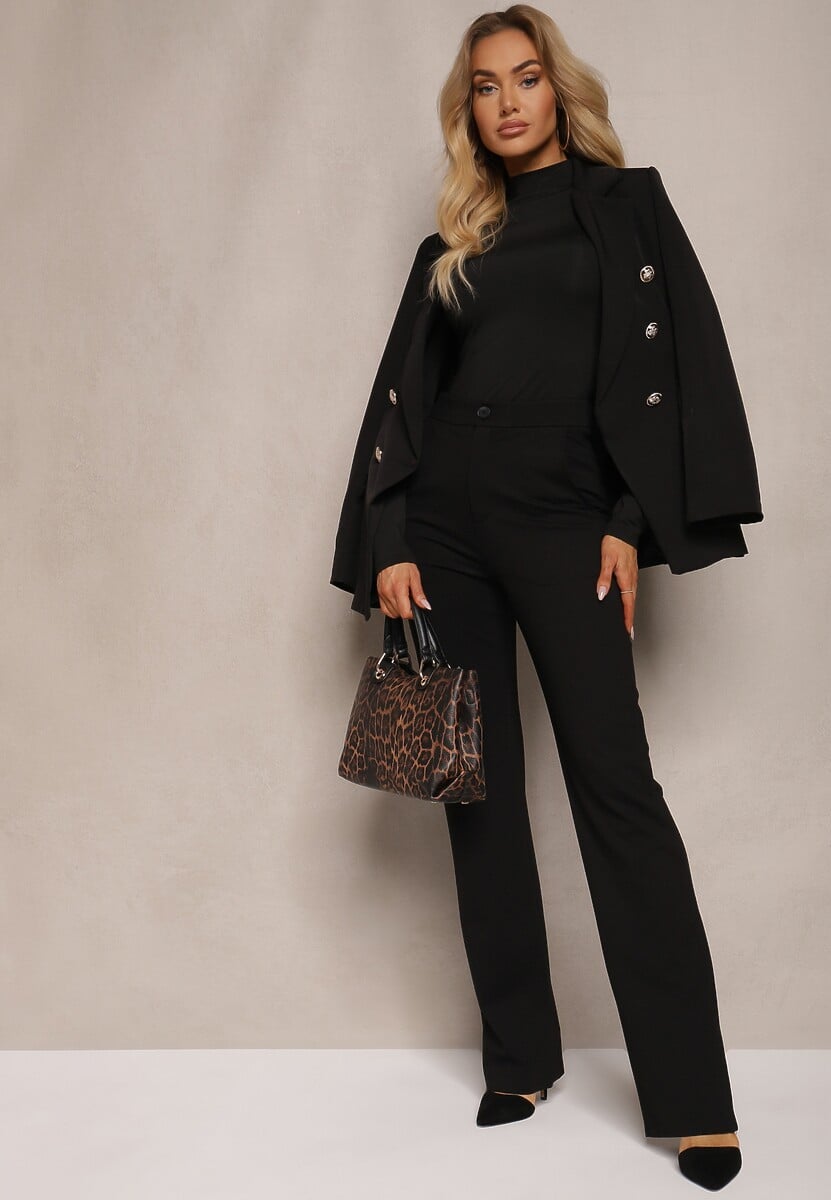 Czarne Spodnie Szerokie Tanora