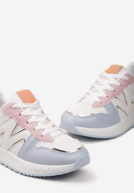 Biało-Niebieskie Sneakersy z Klasycznym Sznurowaniem i Wstawkami z Siateczki Veloraa