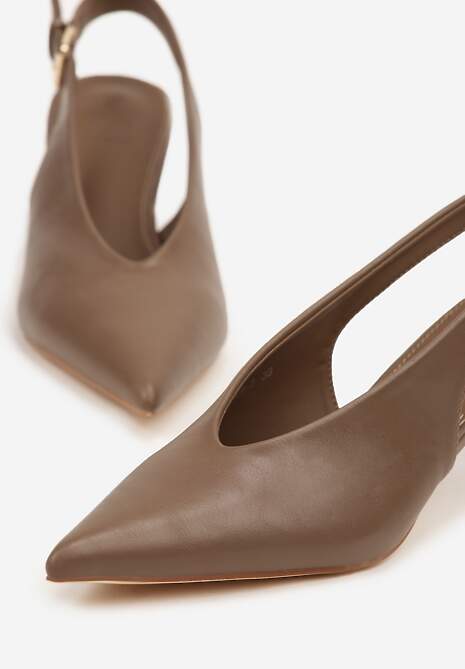 Brązowe Czółenka Typu Slingback na Szpilce Latinea