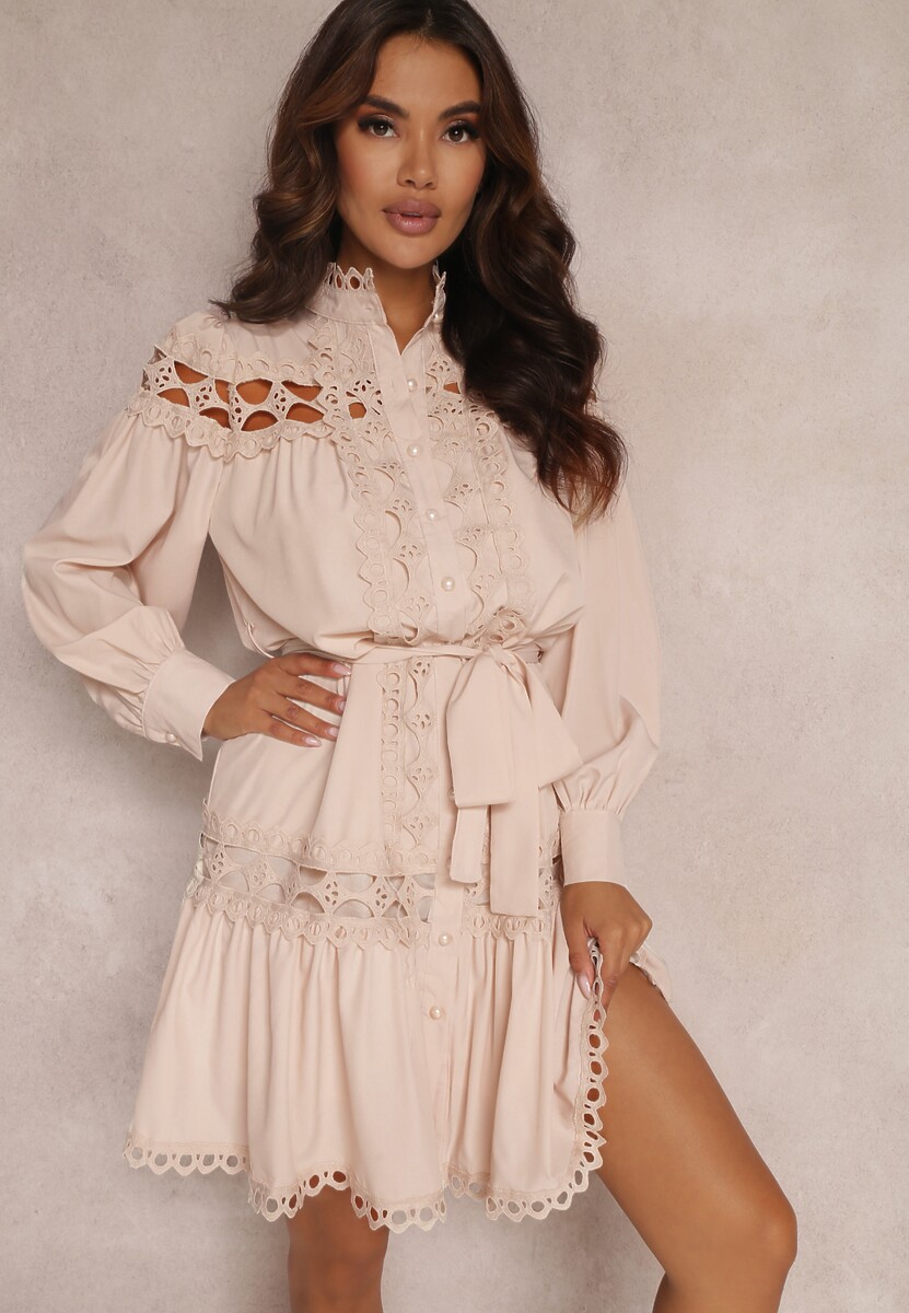 Jasnobeżowa Sukienka Koszulowa Achusa