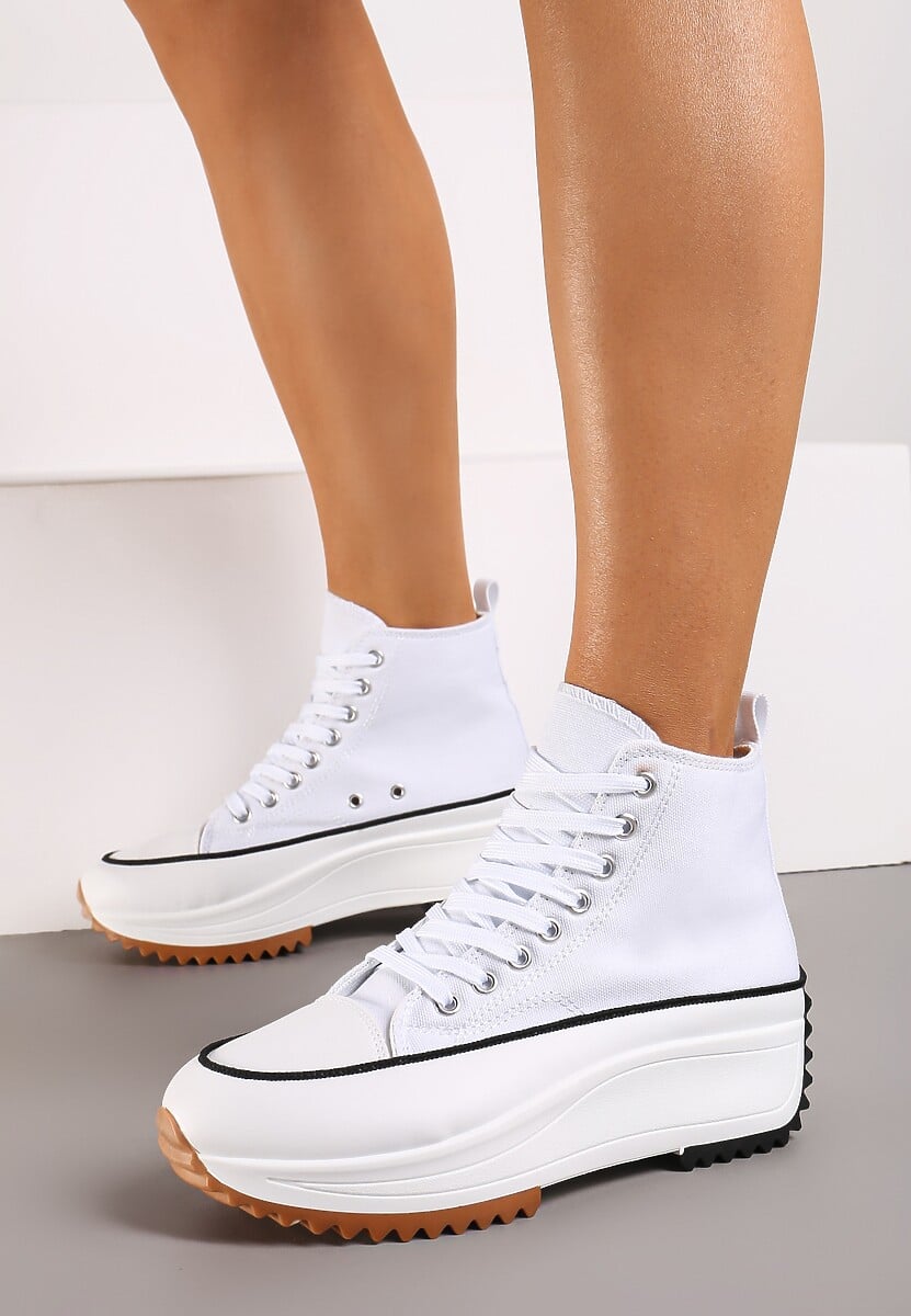 Białe Trampki za Kostkę na Wysokiej Platformie Julieyati