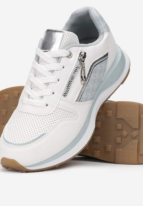 Niebieskie Sneakersy z Suwakiem i Metaliczną Wstawką Jolei