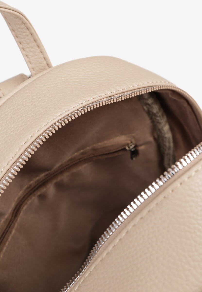 Beżowy  Mały Plecak z Dodatkową Saszetką i Kieszenią z Suwakiem Pasianne