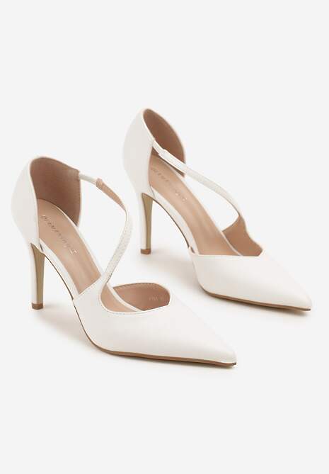 Białe Szpilki z Ozdobnym Paskiem Adelli
