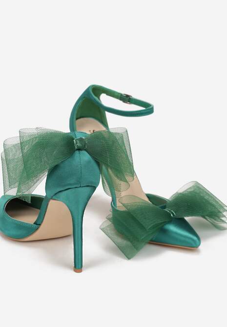 Zielone Szpilki z Tiulową Kokardką Veva