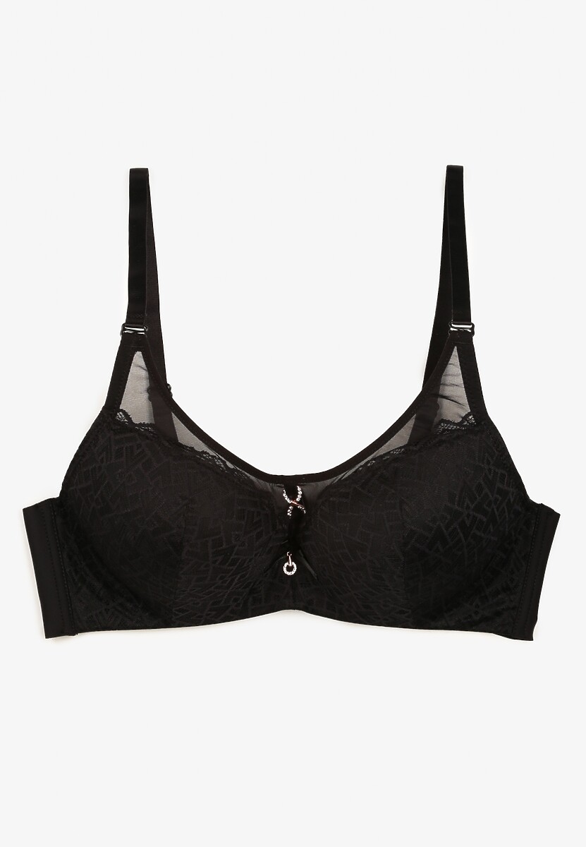 Czarny Koronkowy Biustonosz Push-Up Evantia