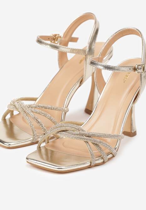 Złote Sandały Vices na Szpilce z Cyrkoniami Lirevoline