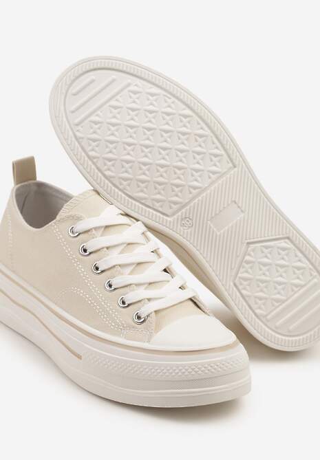 Beżowe Casualowe Trampki na Niskiej Platformie Natirinne