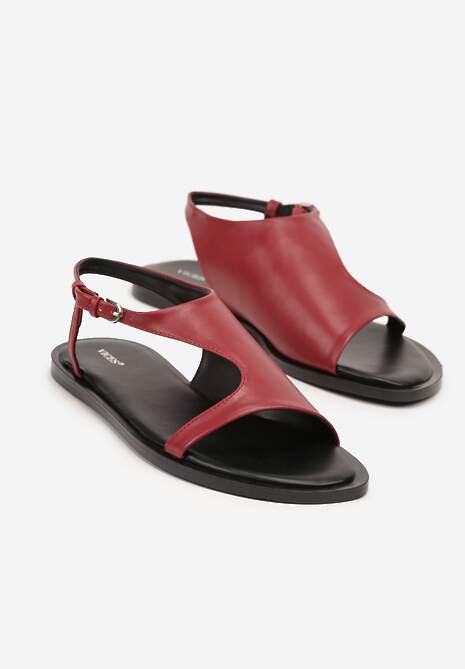Czerwone Asymetryczne Sandały Vices ze Sprzączką Merilda