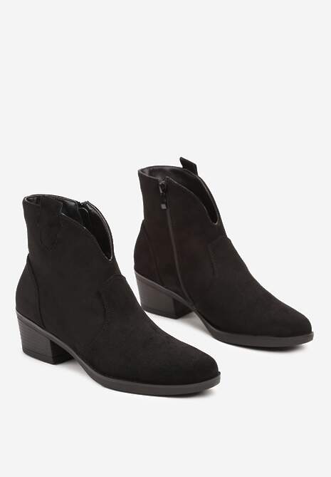 Czarne Botki w Stylu Kowbojek na Stożku Velorine