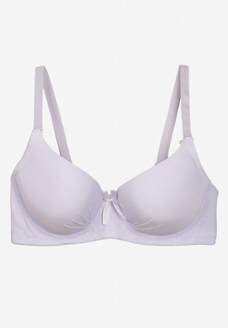 Biały Casualowy Gładki Biustonosz z Ozdobną Kokardką i Regulowanymi Ramiączkami Kenssin