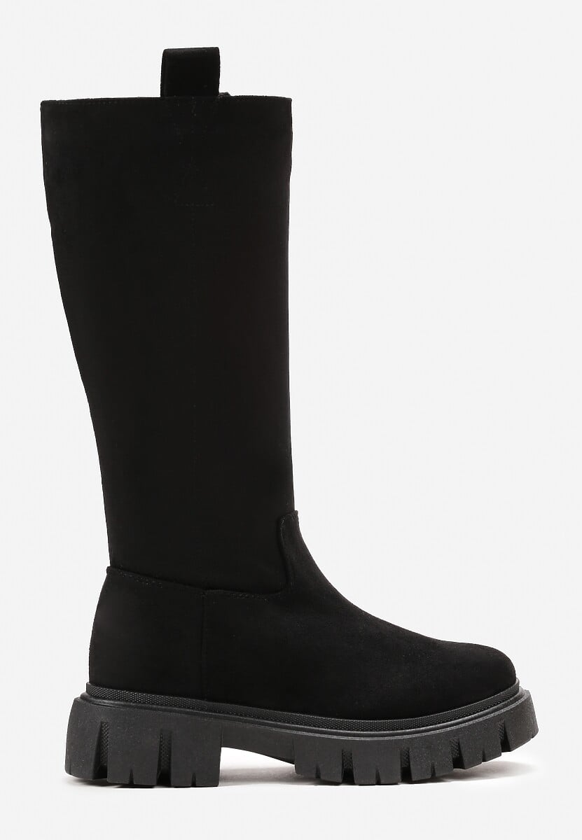 Czarne Kozaki przed Kolano na Grubej Podeszwie Zeffira