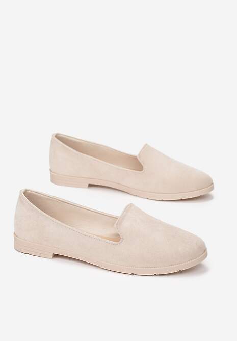 Beżowe Balerinki Typu Loafersy Daphikaia