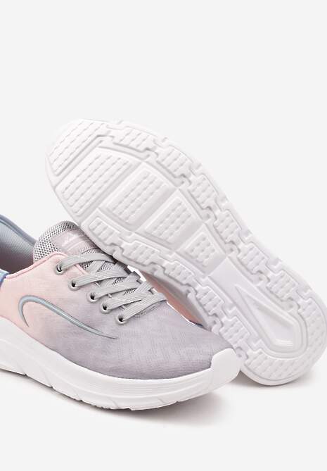 Jasnoszare Buty Sportowe Sneakersy z Ozdobnym Tłoczeniem na Pięcie i Napisem Darilen