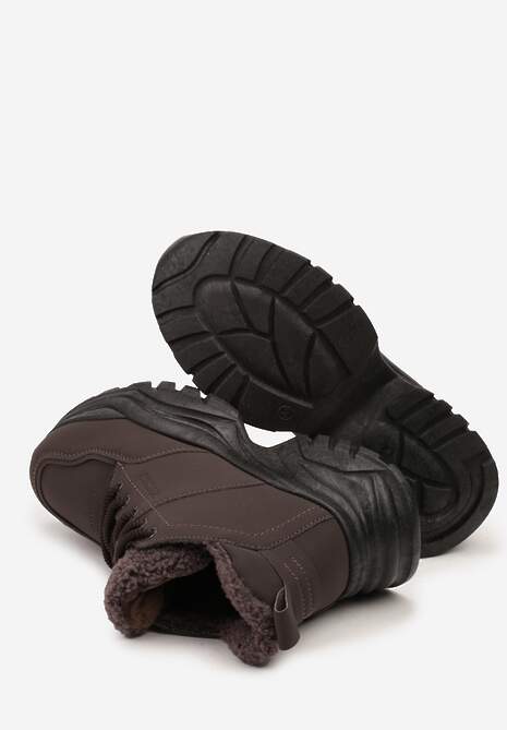 Brązowe Trapery Sneakersy Vices na Platformie z Tłoczeniem Nirrise