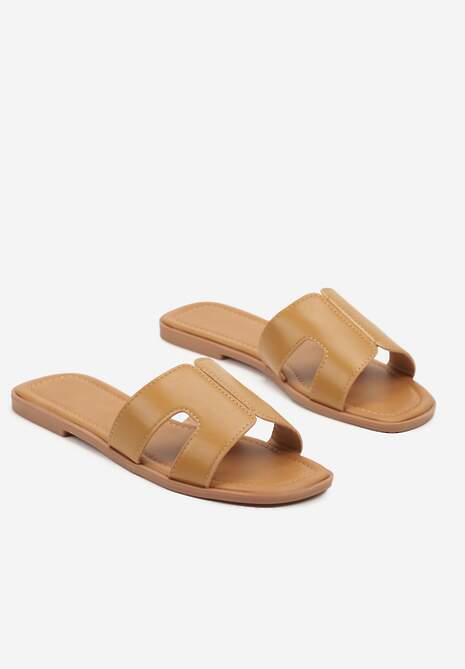 Brązowe Klapki z Geometrycznym Wzorem Pillirella