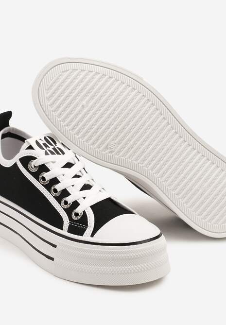 Czarne Trampki na Platformie Ozdobione Cyrkoniami Arenoria