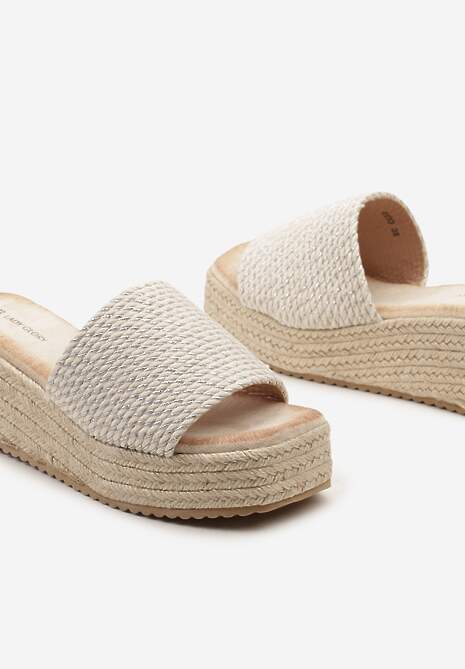 Srebrne Casualowe Klapki na Koturnie i Platformie w Stylu Boho  Moonula