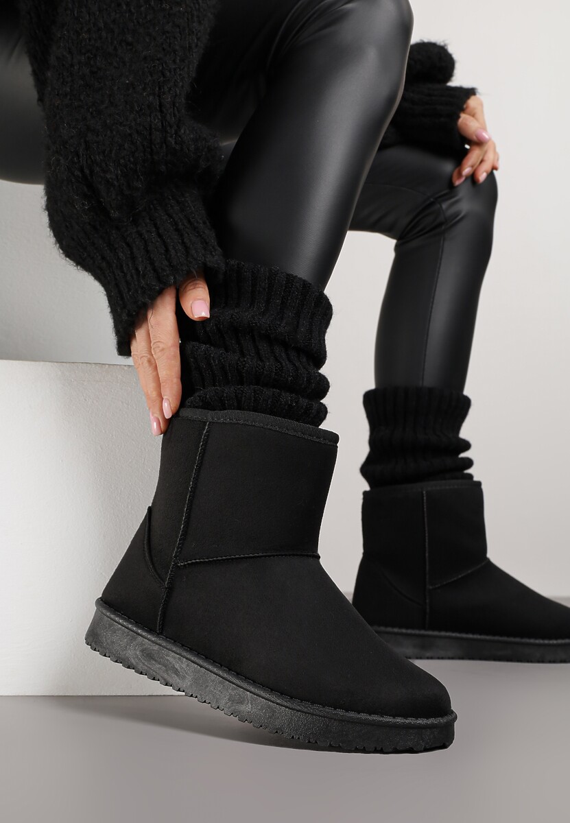 Czarne Śniegowce z Przeszyciami po Bokach Retena