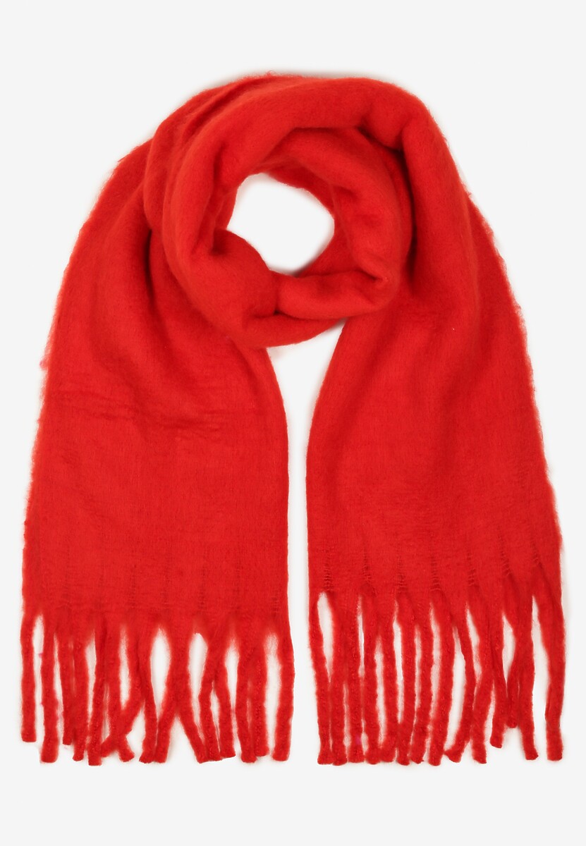 Czerwony Szalik Ozdobiony Frędzlami Esalirea