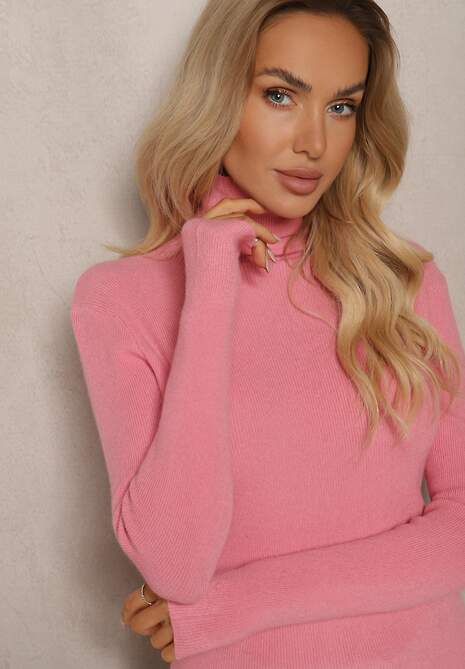 Różowy Golf z Wełną w Klasycznym Stylu Florinelle