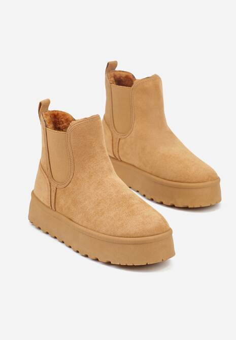 Brązowe Śniegowce na Platformie Typu Sztyblety Ahelina