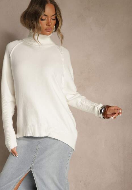 Biały Golf z Domieszką Kaszmiru o Prostym Kroju Zoirsova