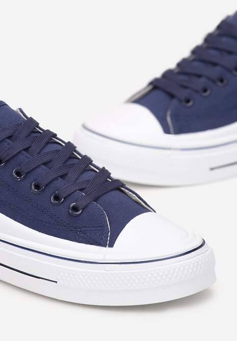 Granatowe Sznurowane Trampki do Kostki Kalyne