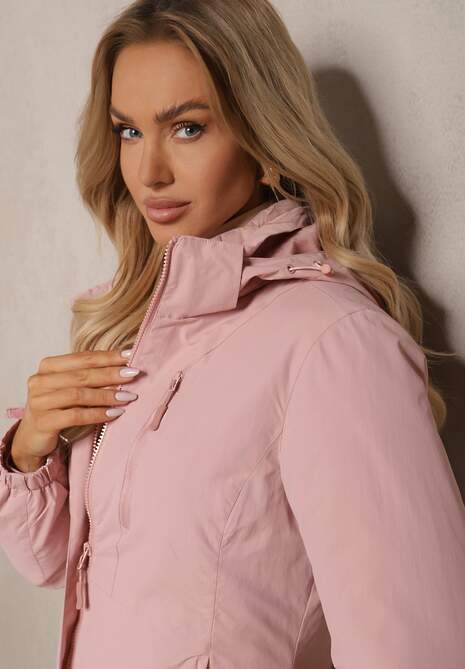 Ciemnoróżowa Kurtka z Pikowaną Odpinaną Stroną i Odpinanym Kapturem Doriona