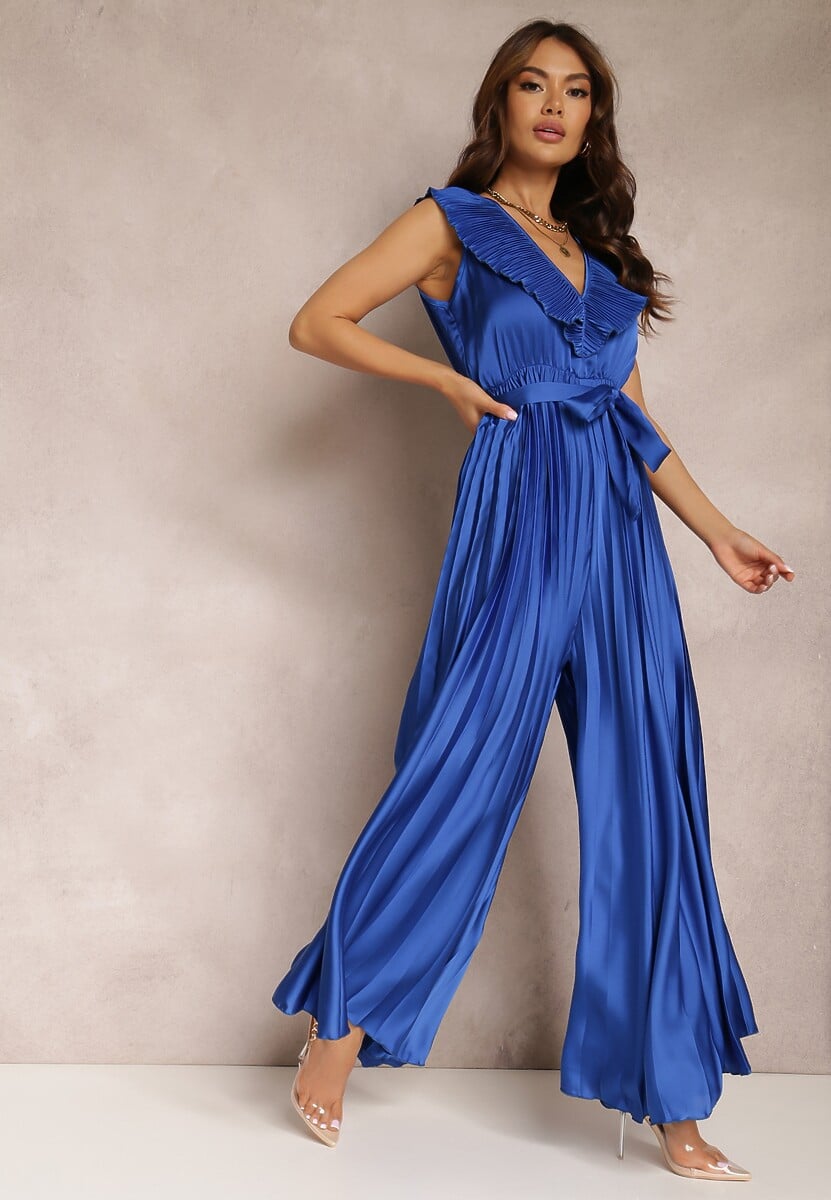 Czarny Kombinezon Plisowany Hyrmane