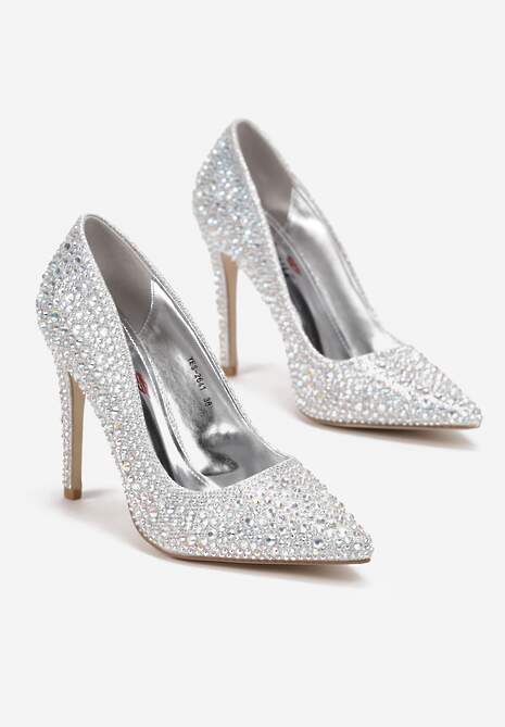 Srebrne Szpilki w Cyrkonie ze Szpiczastym Noskiem Lysane