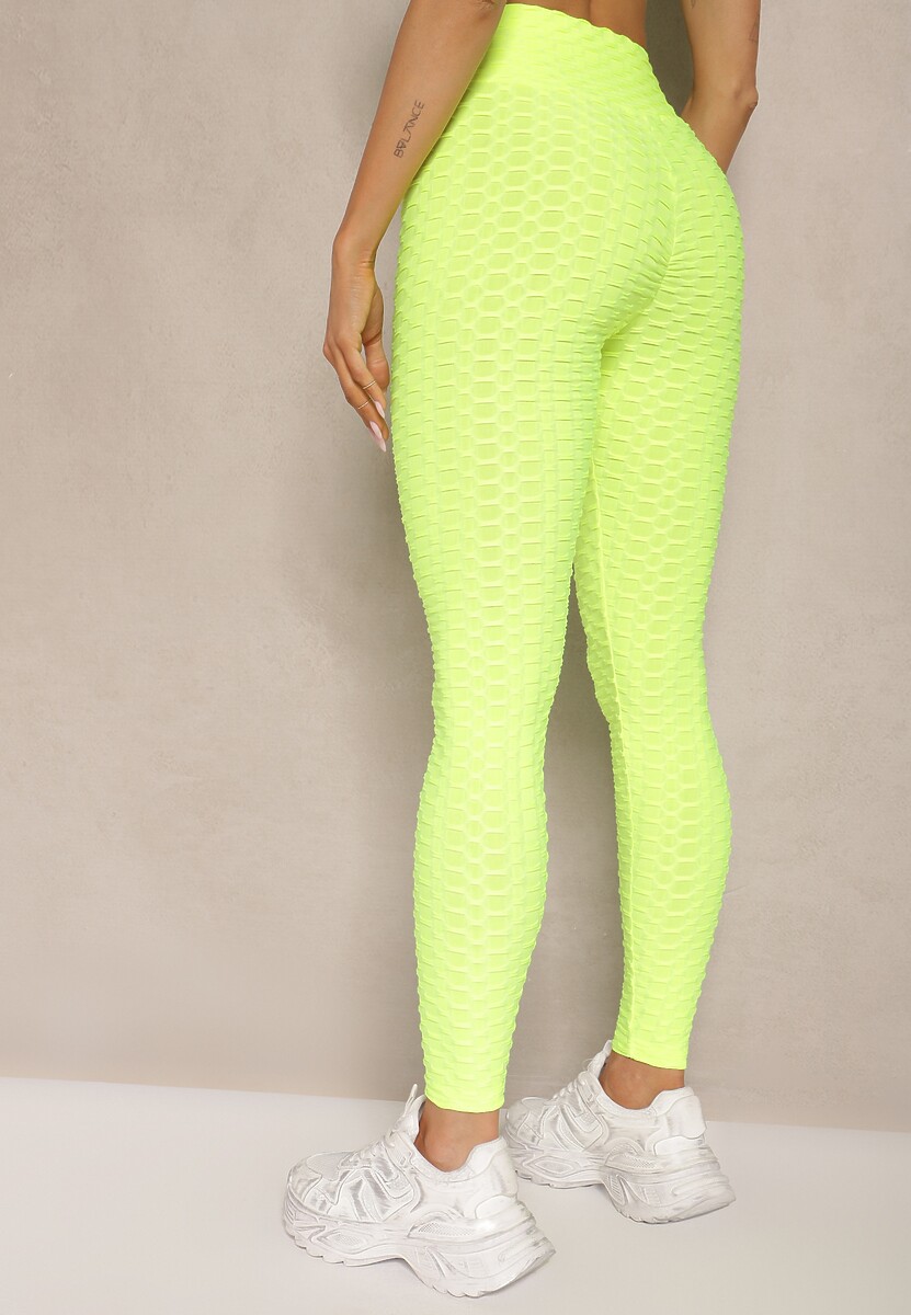 Jasnozielone Sportowe Legginsy z Wytłoczonym Wzorkiem Askida