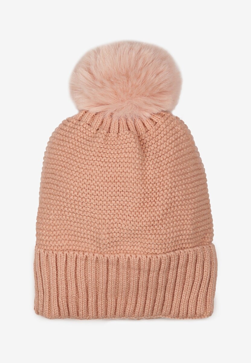 Różowa Dopasowana Czapka Dzianinowa z Pomponem Glinde
