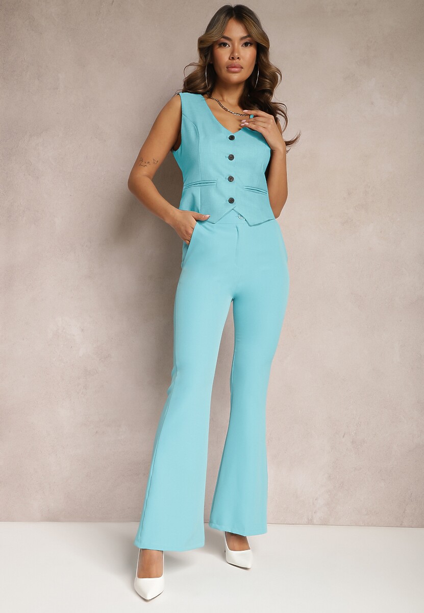 Czarne Spodnie Dzwony z Wysokim Stanem Eudota