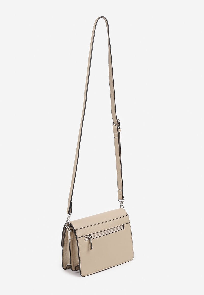 Jasnobeżowa Torebka Dwukomorowa Ozdobiona Suwakiem Davisiae