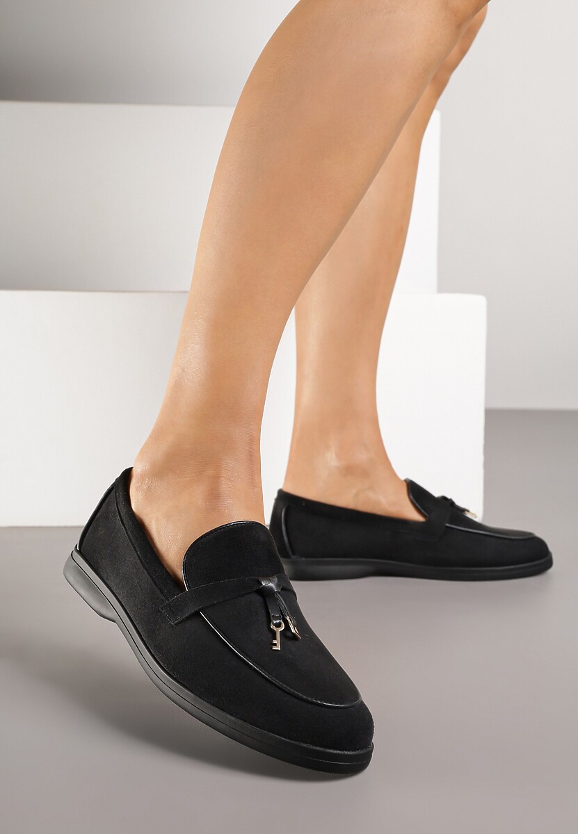 Czarne Klasyczne Mokasyny z Ekozamszu Deorielis