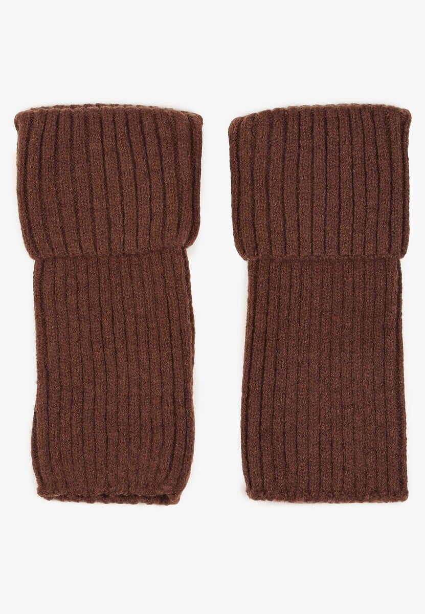 Brązowe Skarpety Getry z Ozdobnym Wywinięciem Ilamith