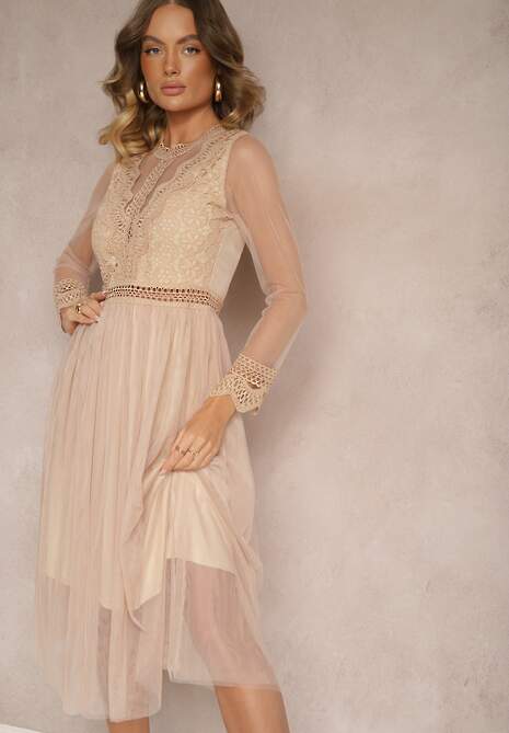 Beżowa Sukienka Agathusa