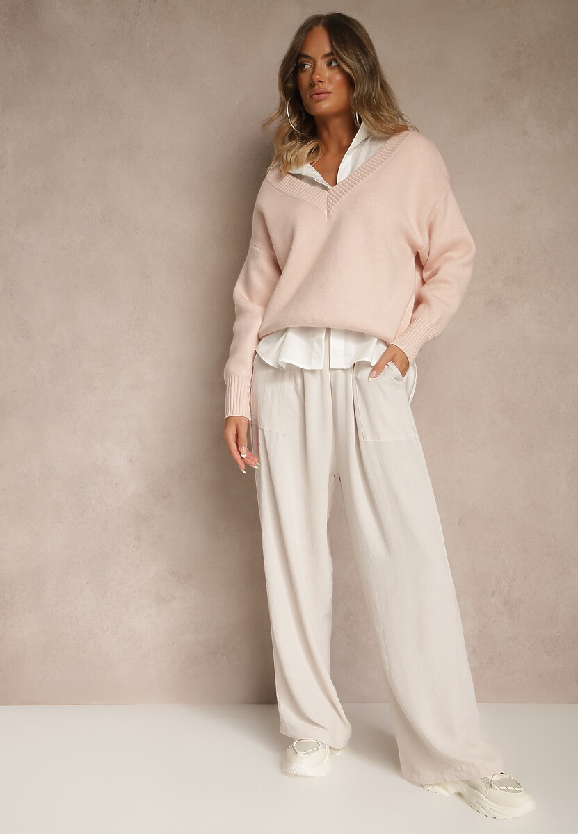 Czarne Szerokie Spodnie z Wiskozą z Gumką w Pasie Lealirre