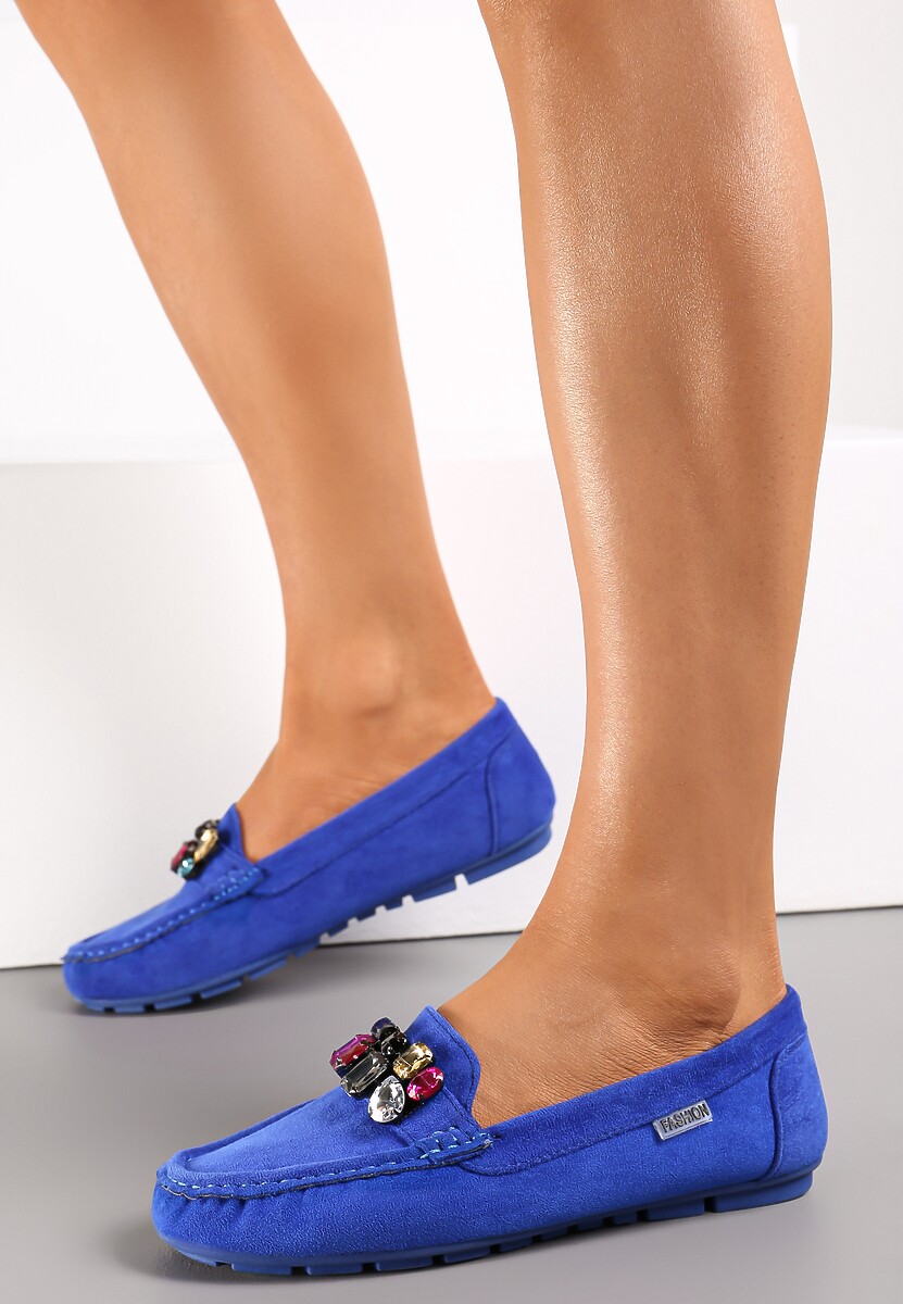 Niebieskie Mokasyny z Wkładką ze Skóry Naturalnej Veso