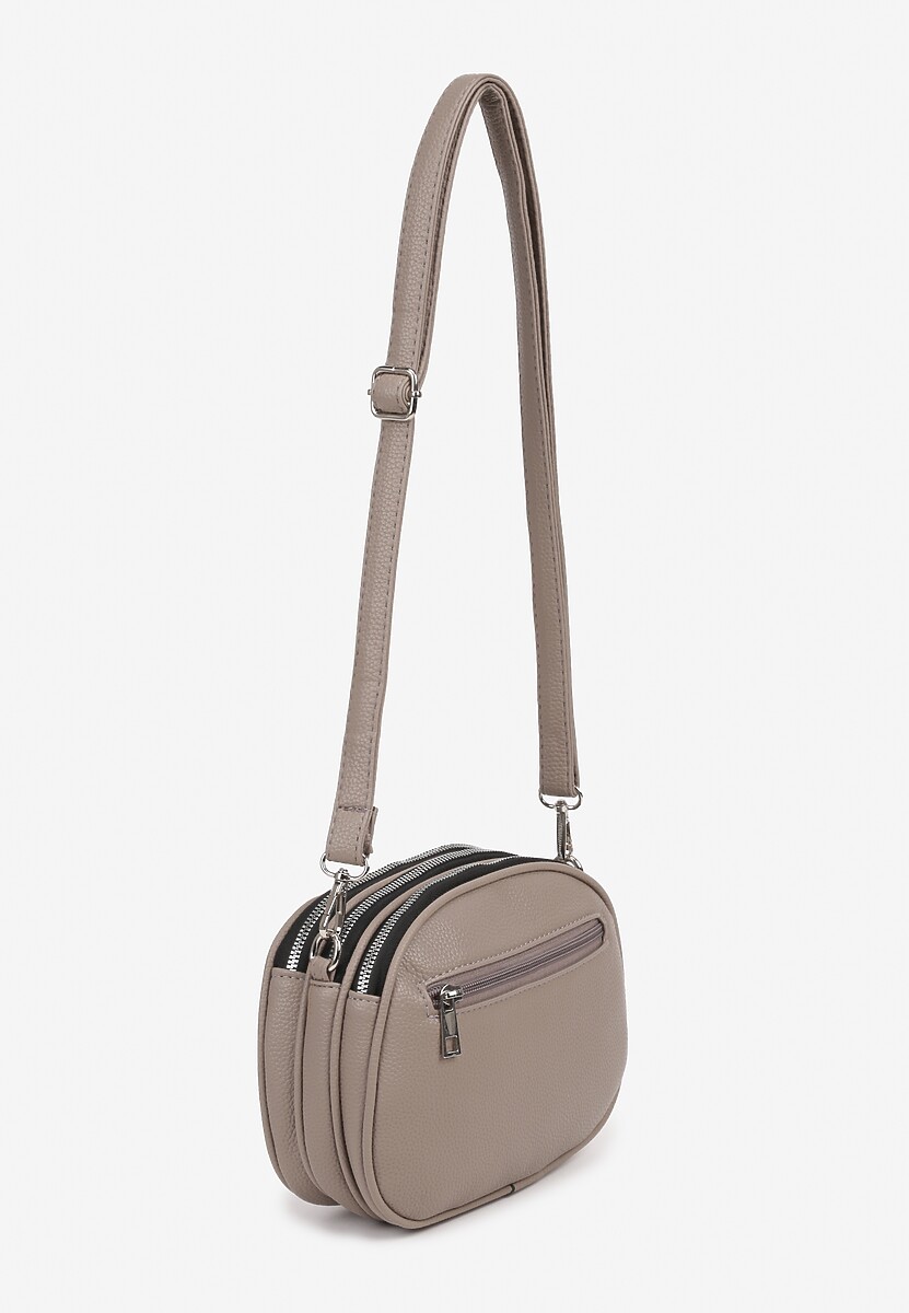 Szara Torebka Ozdobiona Metaliczną Aplikacją Nanowena