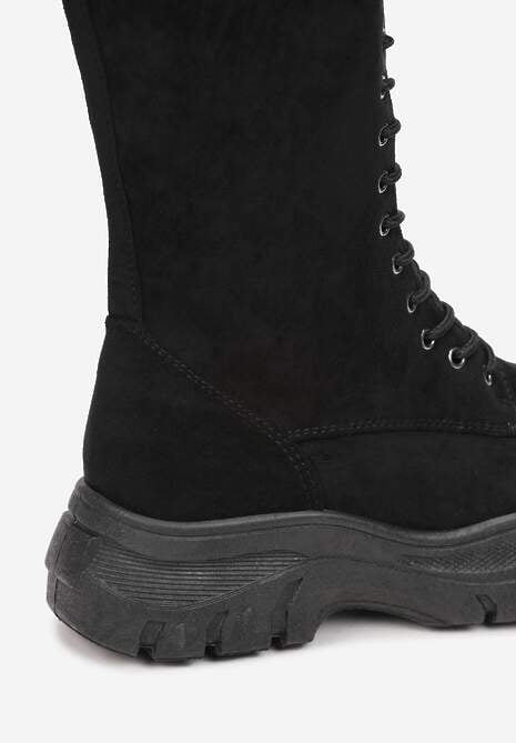 Czarne Botki Workery na Grubej Podeszwie Proniche