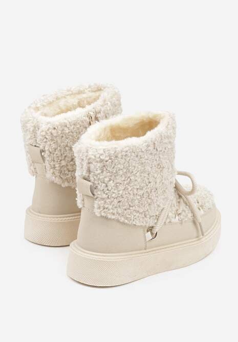 Beżowe Śniegowce z Futerkiem Typu Teddy Allere